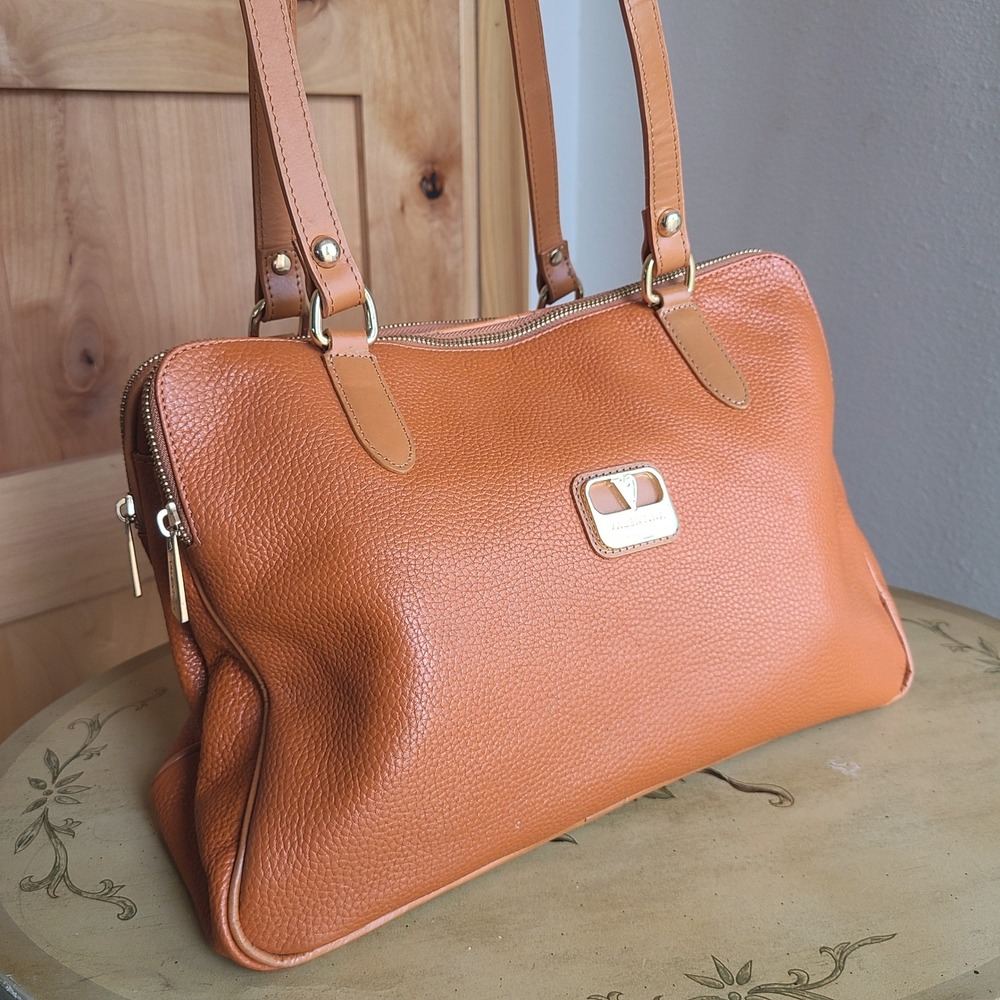 Valentina Italian Orange Pebbled Leather Shoulder Bag Classic Quiet Luxury Boho - Picture 2 of 15